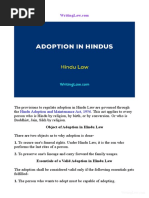 Rules For Adoption in Hindu Under Hindu Laws