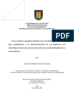 Evaluación de Variables Individuales de Dispositivos de Salud Que Contribuyen A La Estigmatización de Las Personas Con Trastornos Mentales Graves Por Parte de Los Proveedores de La Salud Mental.