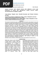 Social, Economic and Cultural Factors That Influence Access and Utilization of Sexual and Reproductive Health Services Under Decentralization in Kampala, Uganda