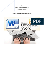 Parts and Function of Ms Word: Ict - 7 Self - Learning Material 1 Quarter 4: Week 1