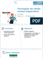 Formação Do Modo Verbal Imperativo: 7º ANO Aula 11 - 2º Bimestre