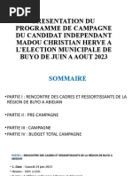 Presentation Du Programme de Campagne Du Candidat Independant