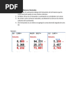 La Sustracción de Números Decimales