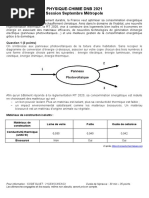 Physique-Chimie DNB 2021 Septembre Metropole