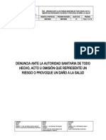 PNO-25 Denuncia A La Autoridad Sanitaria de Todo Hecho Acto U Omisión Que Represente Un Acto o Daño A La Salud
