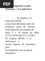 Tabla Comparativa Entre Marasmo y Kwashiorkor