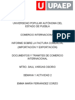 Informe Sobre La Factura Comercial