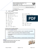 Ficha de Trabalho Equações