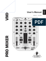 Manual Behringer Professional 2-Channel Ultra Low-Noise DJ Mixer VMX200