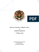 Bhutan Trade Classification Tariff Schedule 2022