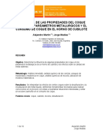 Influencia de Las Propiedades Del Coque Sobre Los Parametros Metalurgicos y El Consumo de Coque en El Horno de Cubilote