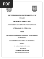 Factores de Estabilidad y Recidiva en El TX de Ortodoncia