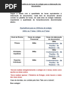 Tabela de Equivalência para Horas de Elaboração de Documentos de Estágio