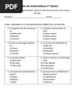 Prueba de Matemáticas MESES