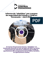 Informe de Abatidos Por Cuerpos de Seguridad Del Estado y FANB en Venezuela Abril 2023