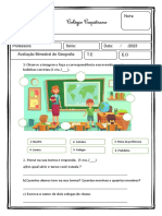 Avaliação Bimestral de Geografia 1° Ano