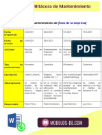 Modelo de Bitácora de Mantenimiento en Word