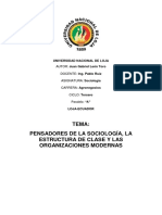 TAA UNIDAD 2 SOCIOLOGÍA - Pensadores de La Sociología, La Estructura de Clase y Las Organizaciones Modernas