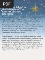 Senior High School in The Philippines The Case For Optional Education