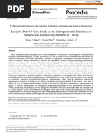 2016 Entrepreneurial Intentions of Business and Engineering Student Yildirim Cakir Model