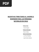 Incentivos Tributarios Al Ahorro e Inversion para Personas Naturales en Chile