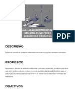 Avaliação Institucional - Conceito, Concepções, Formatos e Princípios