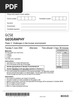 June 2018 QP - Paper 2 AQA Geography GCSE