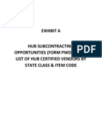 Exhibit A Hub Subcontracting Opportunities (Form PWD 0991) & List of Hub Certified Vendors by State Class & Item Code