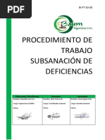 Procedimiento de Trabajo de Subsanacion de Deficiencias