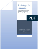 Sociologia Da Educacao - Contextualização Geral Das Perspetivas Sociológicas Clássicas Sobre Educação