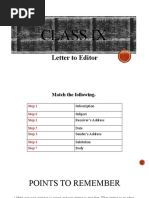 Class IX - Letter To Editor