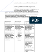 Inscripción en El Directorio de Prestadores de Servicio Turísticos Calificados Del Mincetur