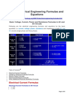 Basic Electrical Engineering Formulas and Equations