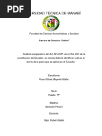 Análisis Comparativo Del Art 201 Constitucion y Art. 52 COIP