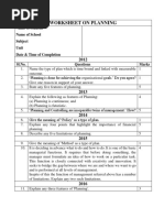 Worksheet On Planning Board QP