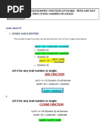 Double Half Triple Angle Identities