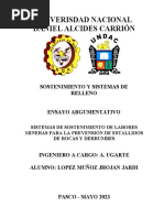 Ensayo Sistemas de Sostenimiento de Labores Mineras para La Prevensión de Estallidos de Rocas y Derrumbes