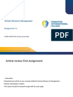 HRM First Assignment and Guide On Article Review