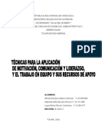 Técnicas Necesarias para La Aplicación de Motivación, Comunicación, Liderazgo, y El Trabajo en Equipo Sus Recursos de Apoyo