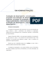 Avaliação de Desempenho-Conceituação - Propósito Da Avaliação de Desempenho Das Pessoas - Processo de Avaliação e Responsabilidades - Métodos...