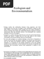 Ecologism and Environmentalism