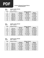 Schedule of Research Proposal Defense Nursing Research 2011