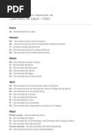 Calendario de Salud - OMS