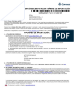 Comunicación de Recepción de Envio para Trámite de Importación