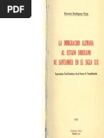 La Inmigracion Alemana Al Estado Soberano Desantander