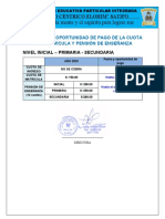 El Monto y Oportunidad de Pago de La Cuota de Matrícula