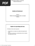 Análisis de Decisiones I: Tema 3. Modelo de Programación Lineal: Conceptos Básicos