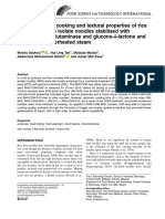 Improvement of cooking and textural properties of rice ﬂour-soy protein isolate noodles stabilised with microbial transglutaminase and glucono-δ-lactone and dried using superheated steam