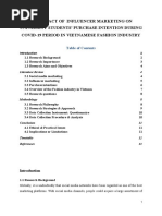 The Impact of Influencer Marketing On University Students Purchase Intention During Covid 19 Period in Vietnamese Fashion Industry