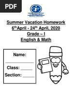 Summer Vacation Homework (Grade - I) 2019-20